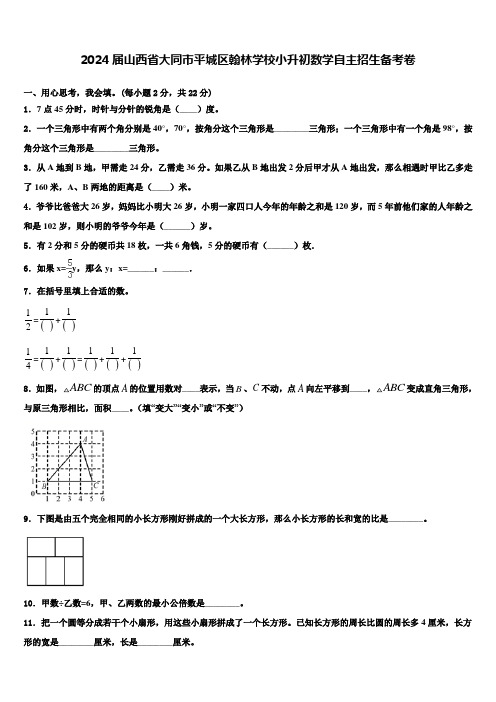 2024届山西省大同市平城区翰林学校小升初数学自主招生备考卷含解析