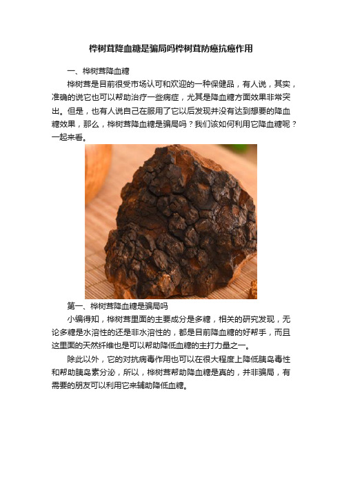 桦树茸降血糖是骗局吗桦树茸防癌抗癌作用