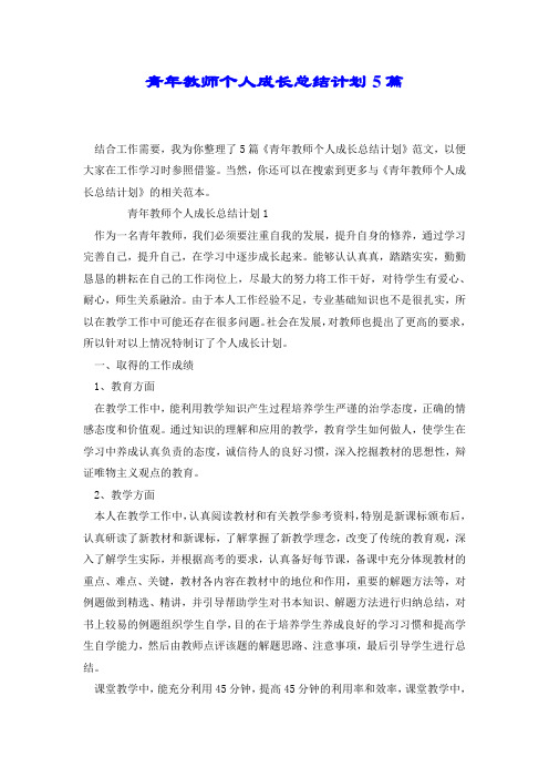 青年教师个人成长总结计划5篇.doc