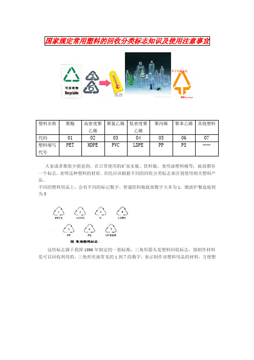 国家规定常用塑料的回收分类标志知识及使用注意事宜 精品