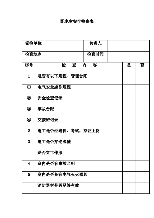 配电室安全检查表