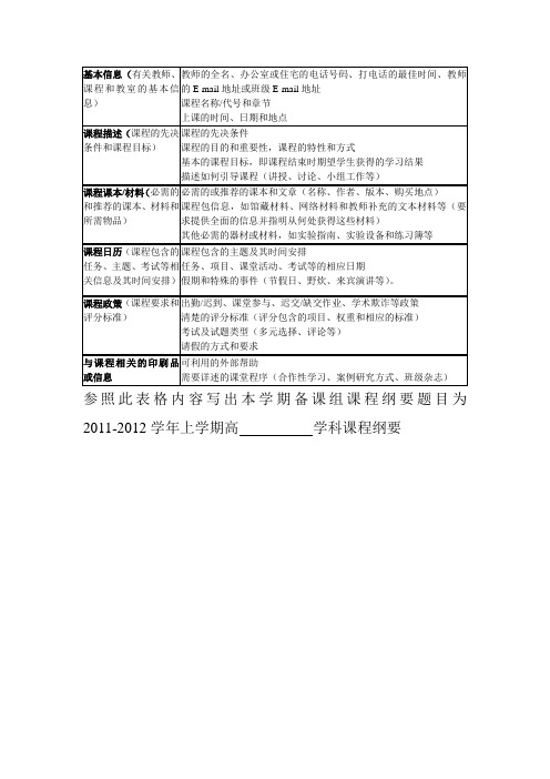 课程纲要基本信息