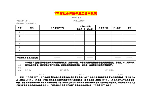 社保年度工资申报表模板