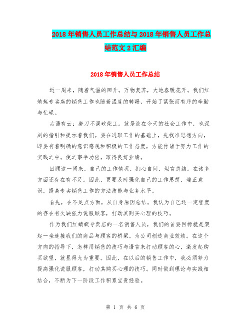 2018年销售人员工作总结与2018年销售人员工作总结范文2汇编.doc