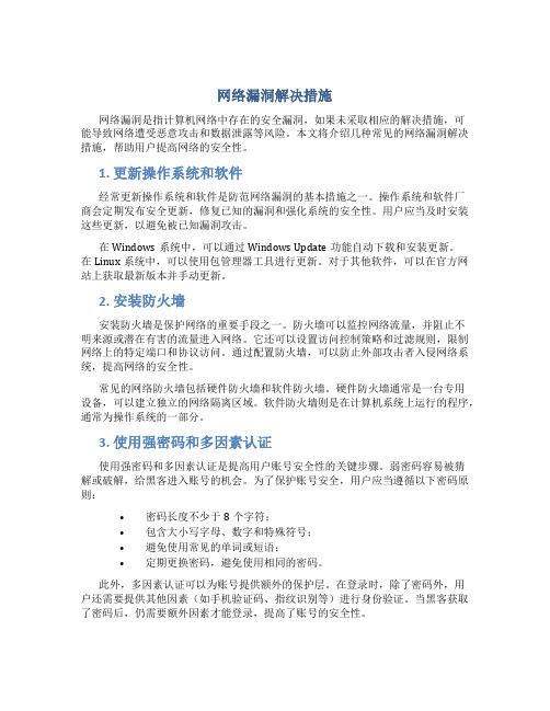 网络漏洞解决措施