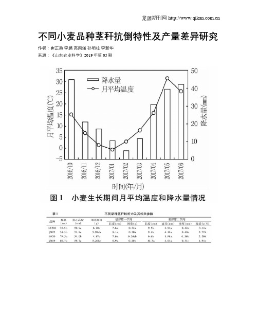 不同小麦品种茎秆抗倒特性及产量差异研究