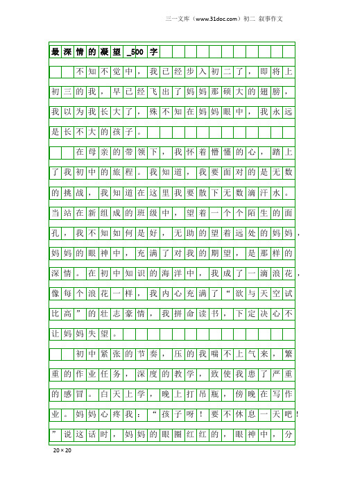 初二叙事作文：最深情的凝望_500字