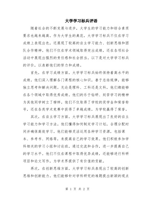 大学学习标兵评语