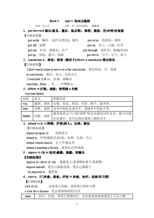 Book 5    unit 1 知识点提纲