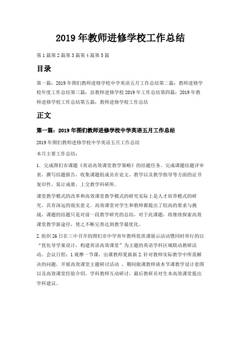 最新-2019年教师进修学校工作总结 精品 (2)