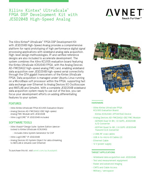 Xilinx Kintex UltraScale FPGA KCU105 评估板及高速模拟数据接口开