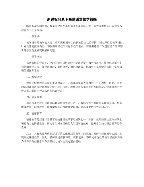 新课标背景下高效课堂教学初探