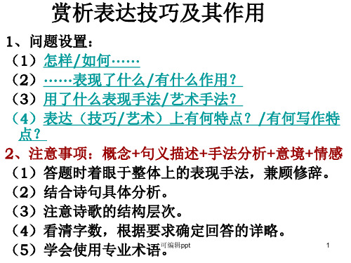 古诗词赏析专题表现手法