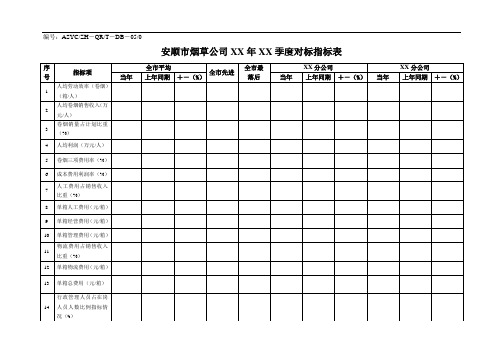 对标指标表(2)