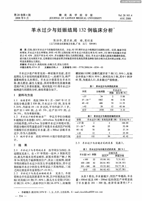 羊水过少与妊娠结局132例临床分析