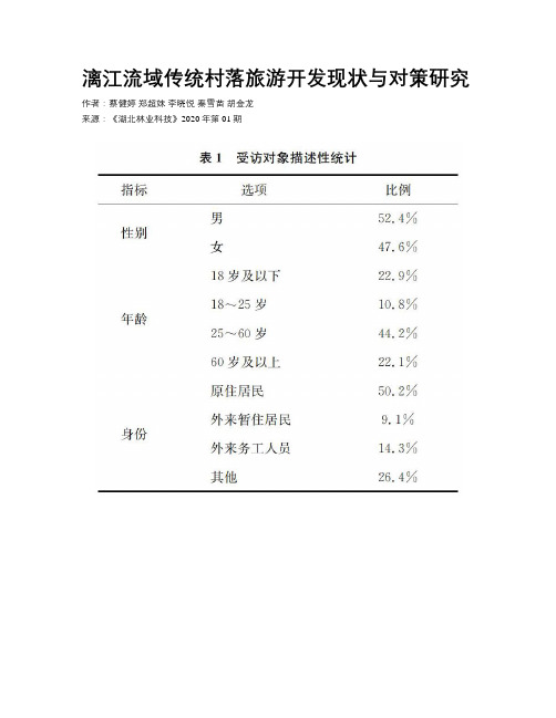 漓江流域传统村落旅游开发现状与对策研究