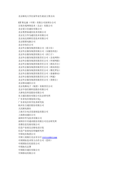 北京邮电大学往届毕业生就业主要去向