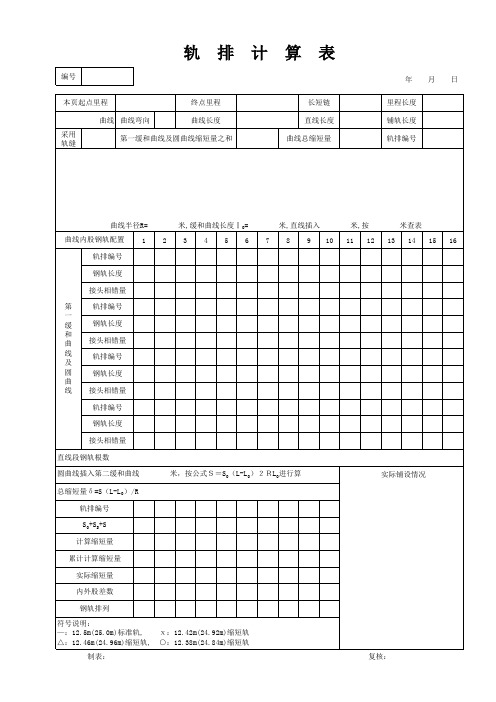 轨排计算表