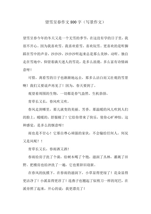 望雪呈春作文800字(写景作文)
