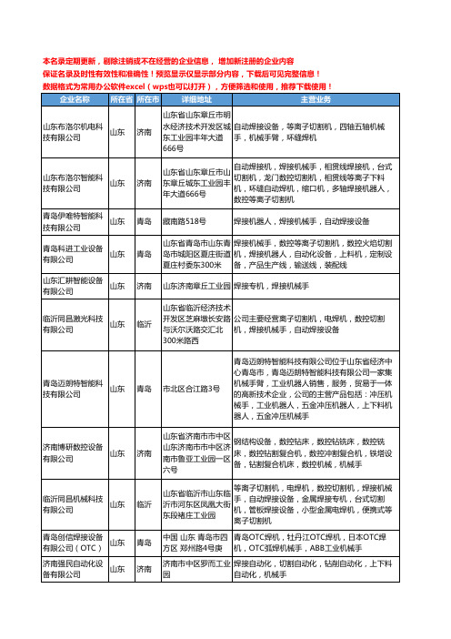 新版山东省焊接机械手工商企业公司商家名录名单联系方式大全19家