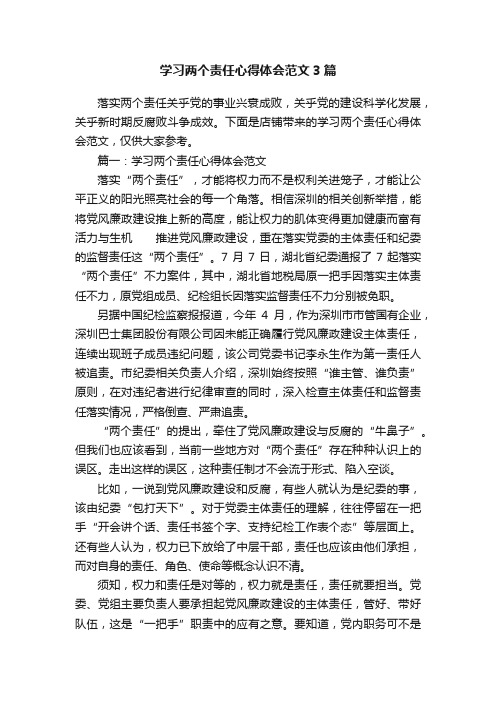 学习两个责任心得体会范文3篇