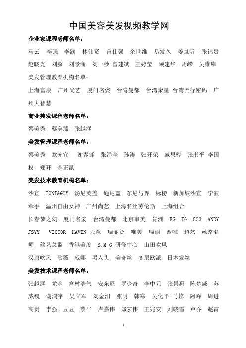 视频老师名录