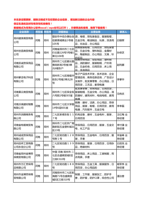 2020新版河南省郑州劳保服装工商企业公司名录名单黄页大全75家