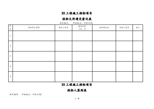 全套开标评标表格模板