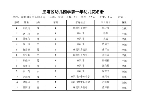 大班花名册