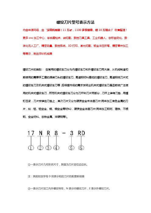 螺纹刀片型号表示方法