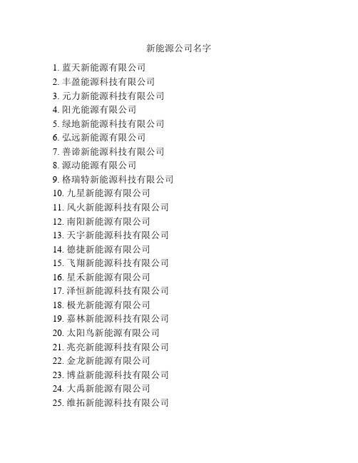 新能源公司名字