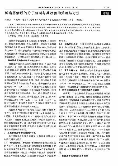 肿瘤恶病质的分子机制与其改善的策略与方法