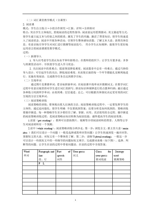 阅读课教学模式