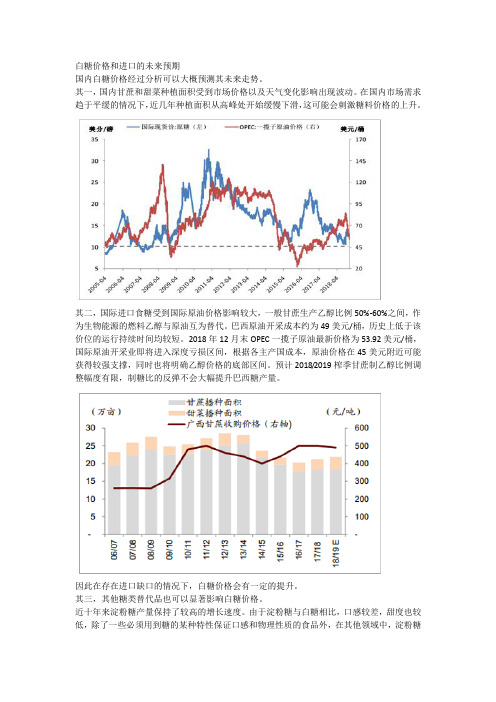 白糖价格和进口的未来预期