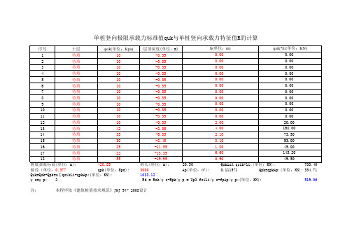 单桩竖向承载力计算(q与R)