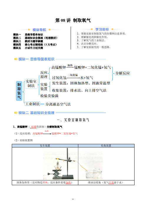 2024年新九年级暑假自学课(人教版2024)第08讲 制取氧气(解析版)