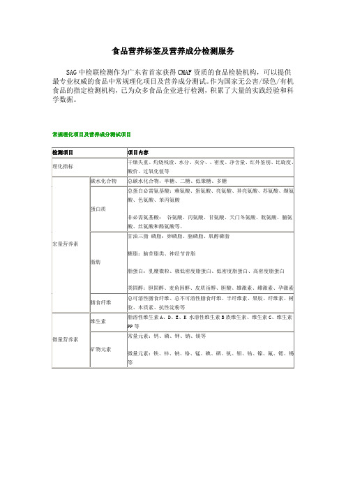 食品营养标签检测知识