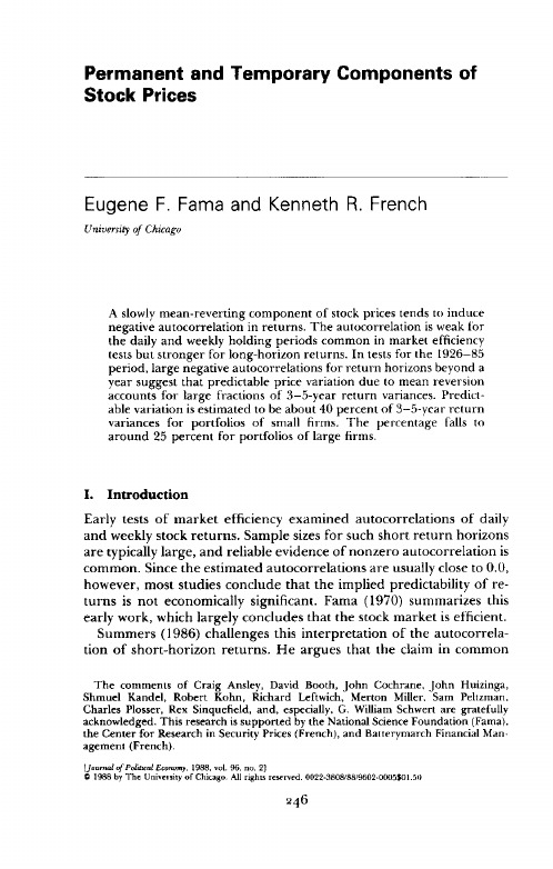 Permanent and Temporary Components of Stock Prices