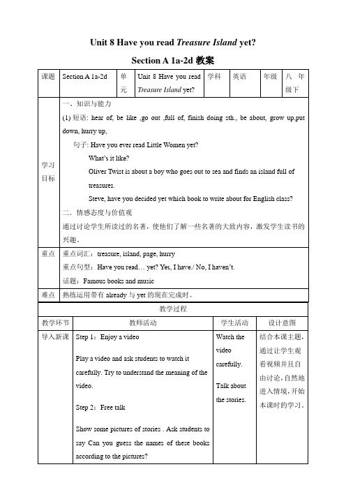 人教版八年级英语下册 Unit 8 Section A 1a-2d 教案