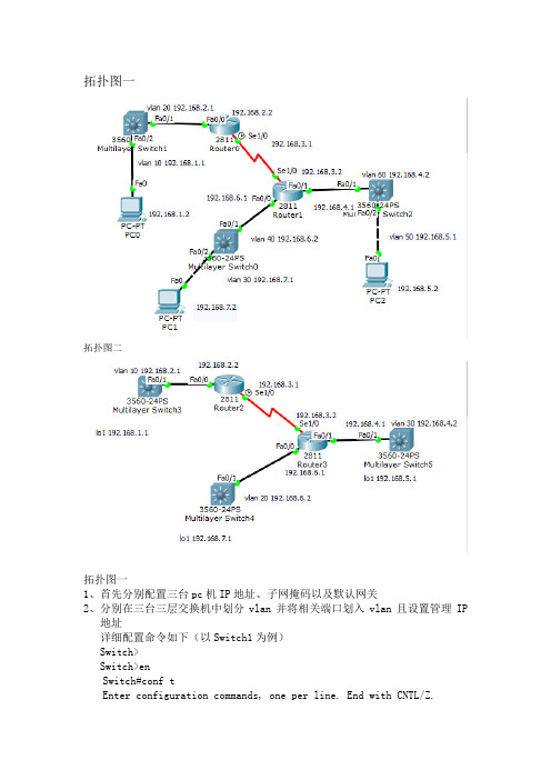 三层交换机路由配置