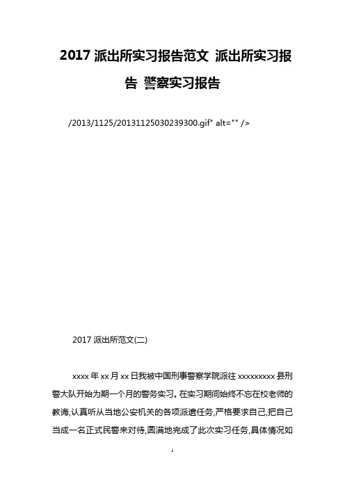 2017派出所实习报告范文 派出所实习报告 警察实习报告