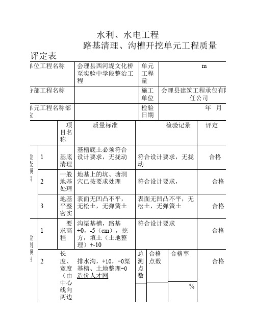 土石方回填压实工序质量评定表(各种表)