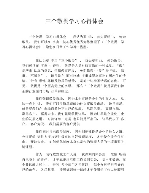 三个敬畏学习心得体会