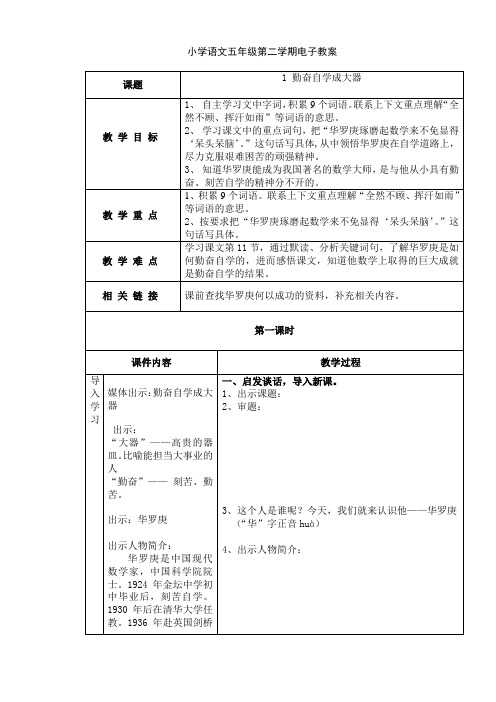 上海沪教版小学五年级下册1-20教案