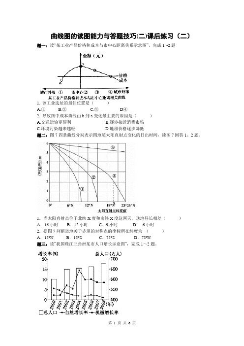 【二轮训练】2014届高考地理：曲线图的读图能力与答题技巧(二) 课后训练二及详解