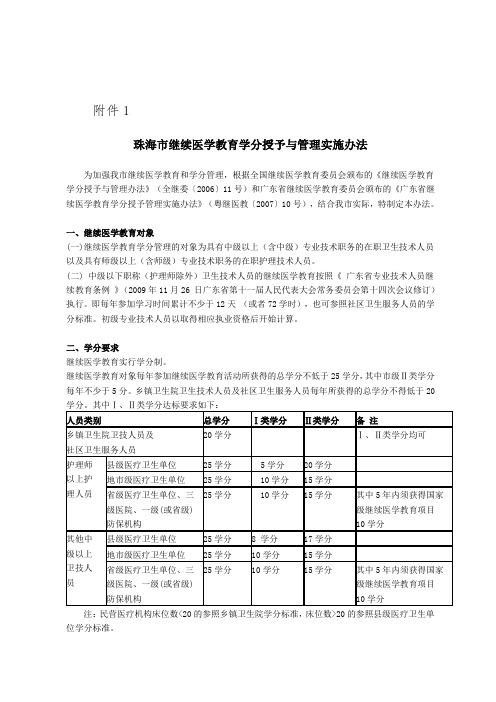 珠海市继教学分授予与管理实施办法