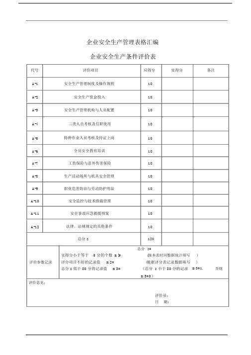 企业安全生产管理表格汇编.doc