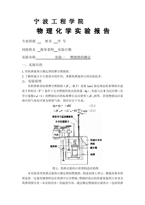 燃烧焓的测定