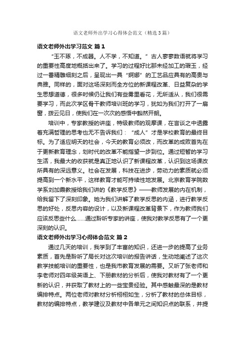 语文老师外出学习心得体会范文（精选3篇）