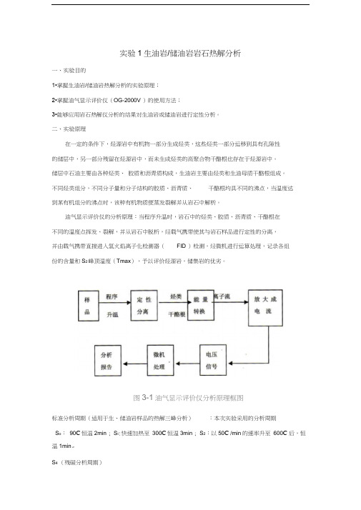 实验1生油岩岩石热解分析